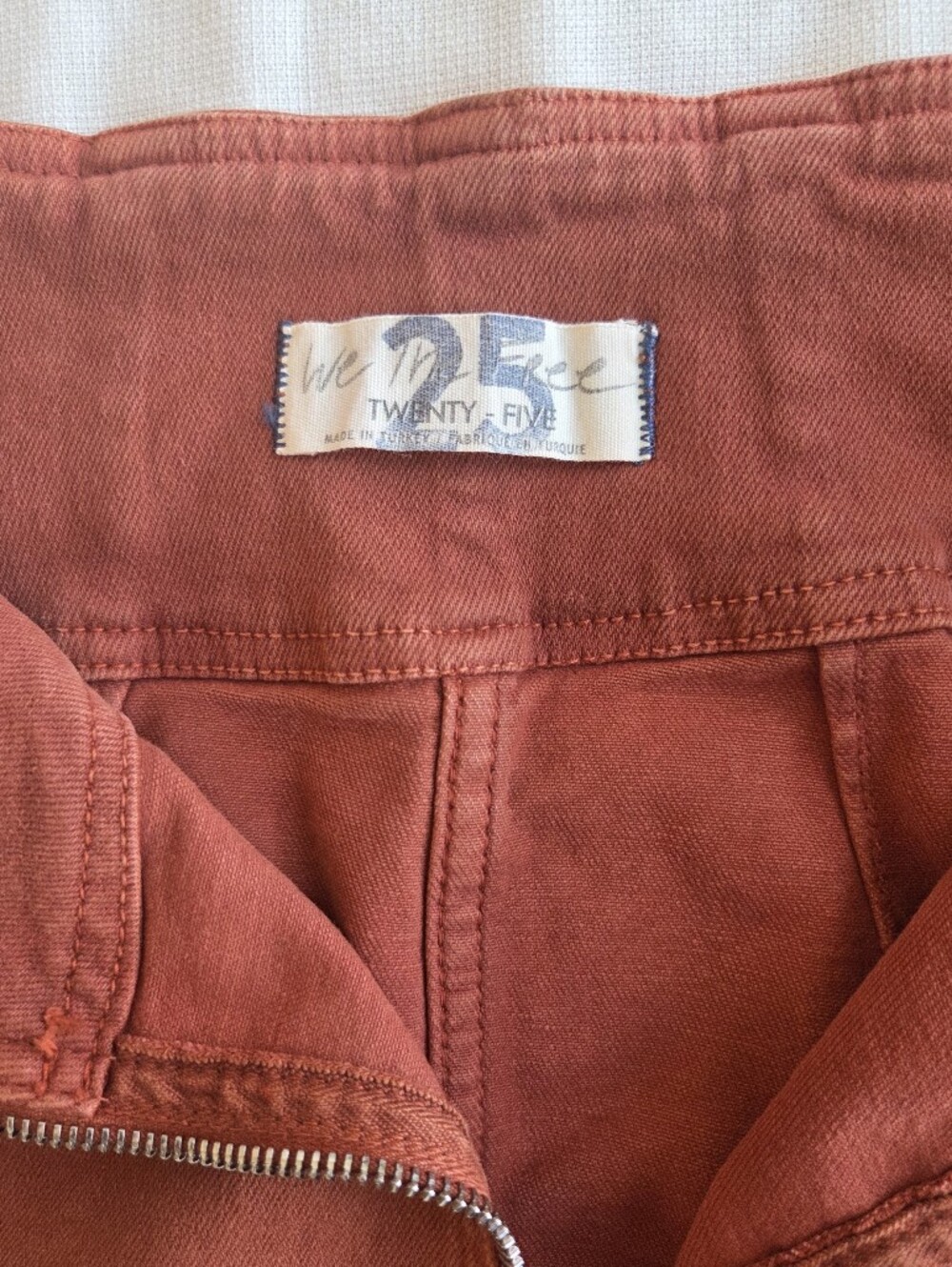 Free People We The Free Rust Zip Front Denim Skirt Size 25 - Picture 2 of 3